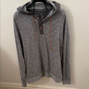 Men's Heather Gray Hooded Sweatshirt with Button Accents